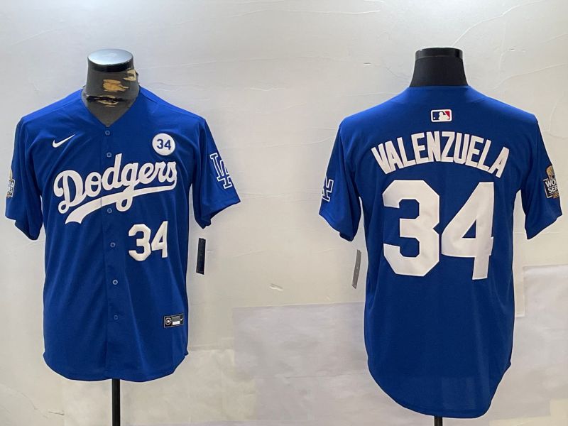 Men Los Angeles Dodgers 34 Valenzuela Blue Game 2024 Nike MLB Jersey style 11211